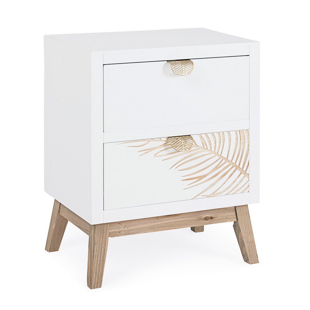 Comodino Legno Bianco Moderno da Interno - FLORA