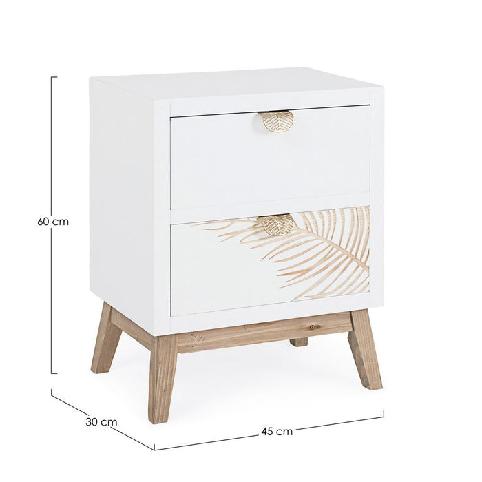 Comodino Legno Bianco Moderno da Interno - FLORA