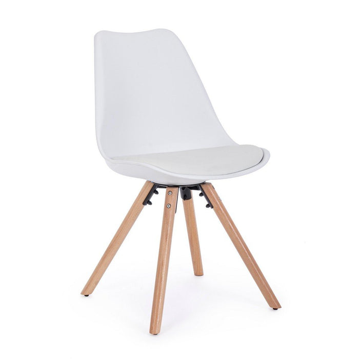 Set 4 Sedie Scandinave Pelle Tortora Moderna da Interno - FIO Colore: Bianco