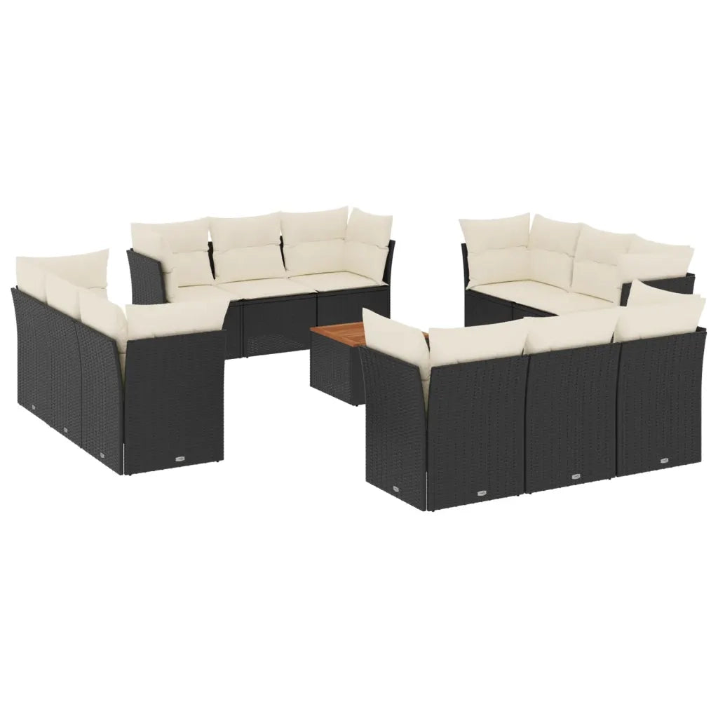 Set Divani da Giardino 13pz con Cuscini Nero in Polyrattan 3223536