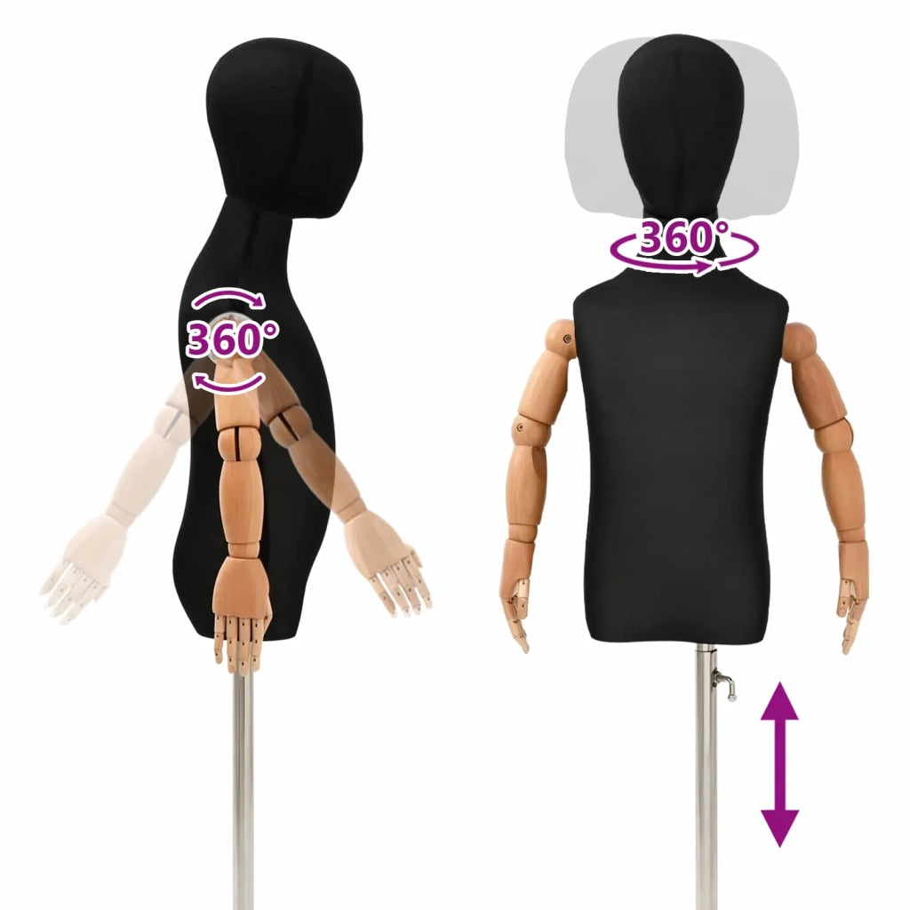 Manichino Regolabile 120-150 cm con Base Unisex PP Nero 42041708