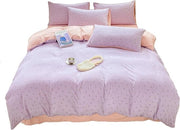 Set di coperte per letto in poliestere 100% - modello ciliegia viola chiaro - chiusura a righello pratica - coperta 150 x 200 cm - lenzuolo 200 x 230 cm - 2 cuscini con copri cuscino