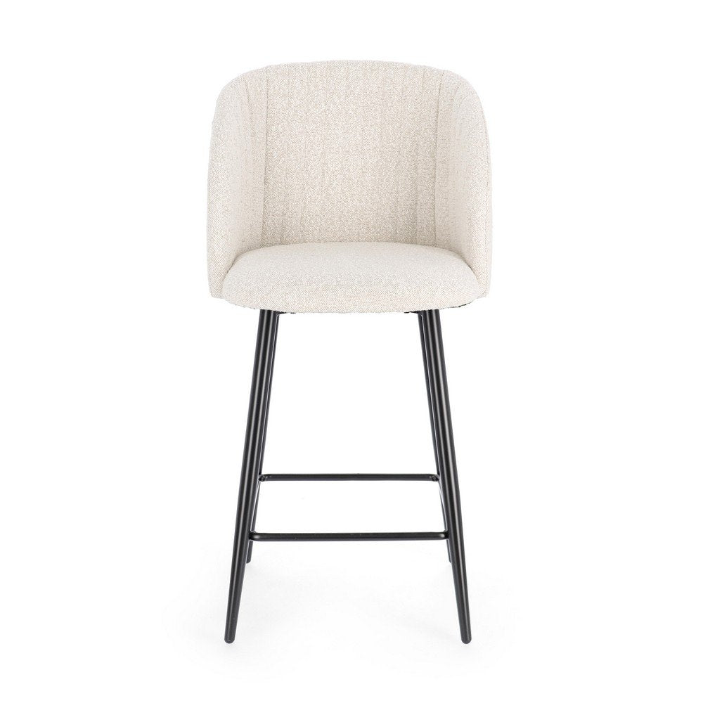 Set 2 Sgabelli Cucina Bouclé Nero Moderno da Interno - FELICIA