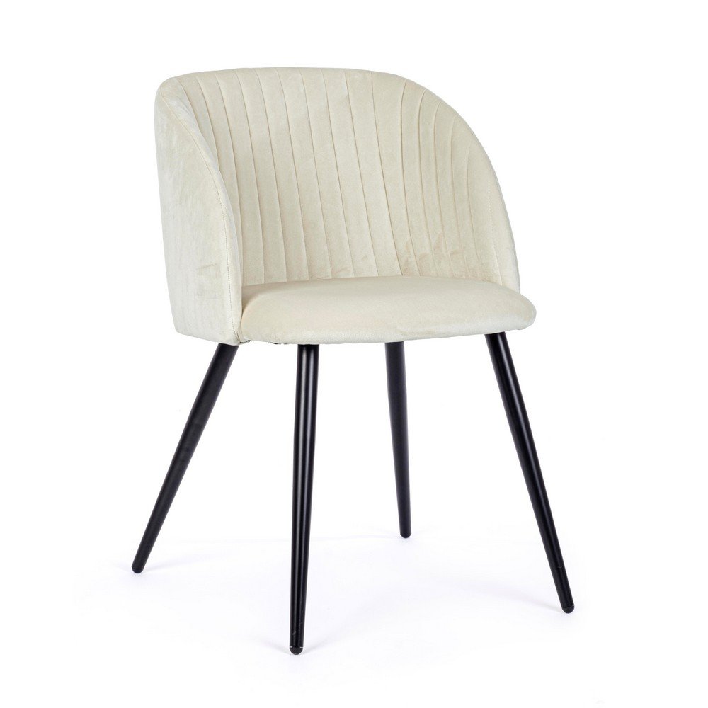 Set 2 Sedie in Velluto Bianco Moderno da Interno - FELICIA Colore: Bianco