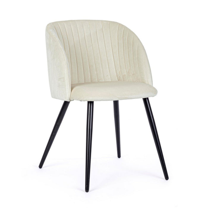 Set 2 Sedie in Velluto Bianco Moderno da Interno - FELICIA Colore: Bianco