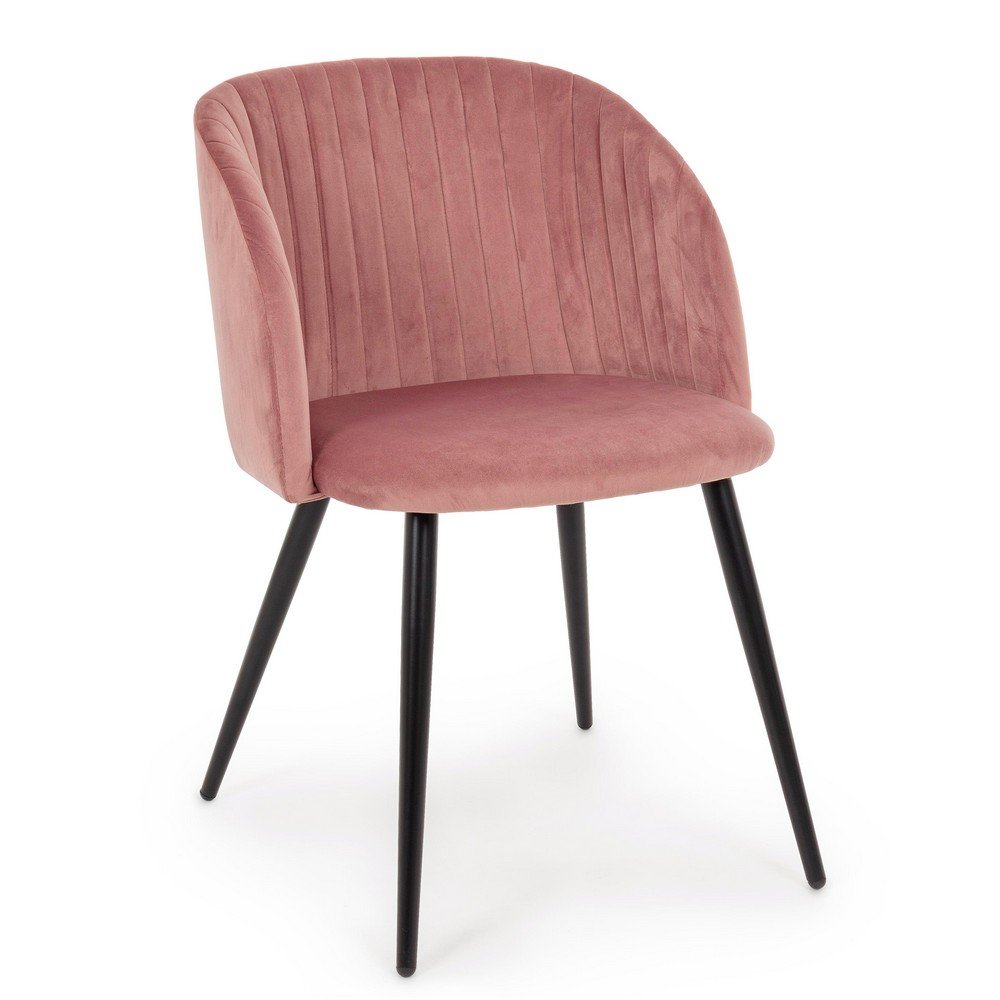 Set 2 Sedie in Velluto Bianco Moderno da Interno - FELICIA Colore: Rosa