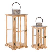 Lanterna Rettangolare Legno Marrone Rustico da Interno - FATIMA