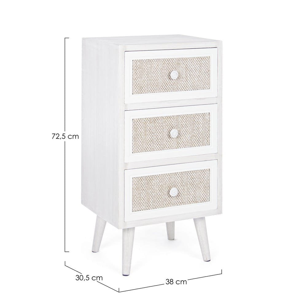 Cassettiera MDF Impiallacciato Bianca Moderna da Interno - EVERETT