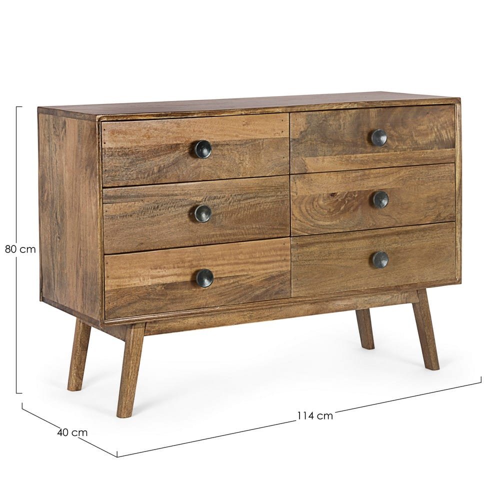 Cassettiera Legno Naturale Rustica da Interno - EVANDER