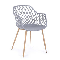 Set 4 Sedie con Braccioli Resina Grigia Moderna da Interno - EMMETT Colore: Grigio