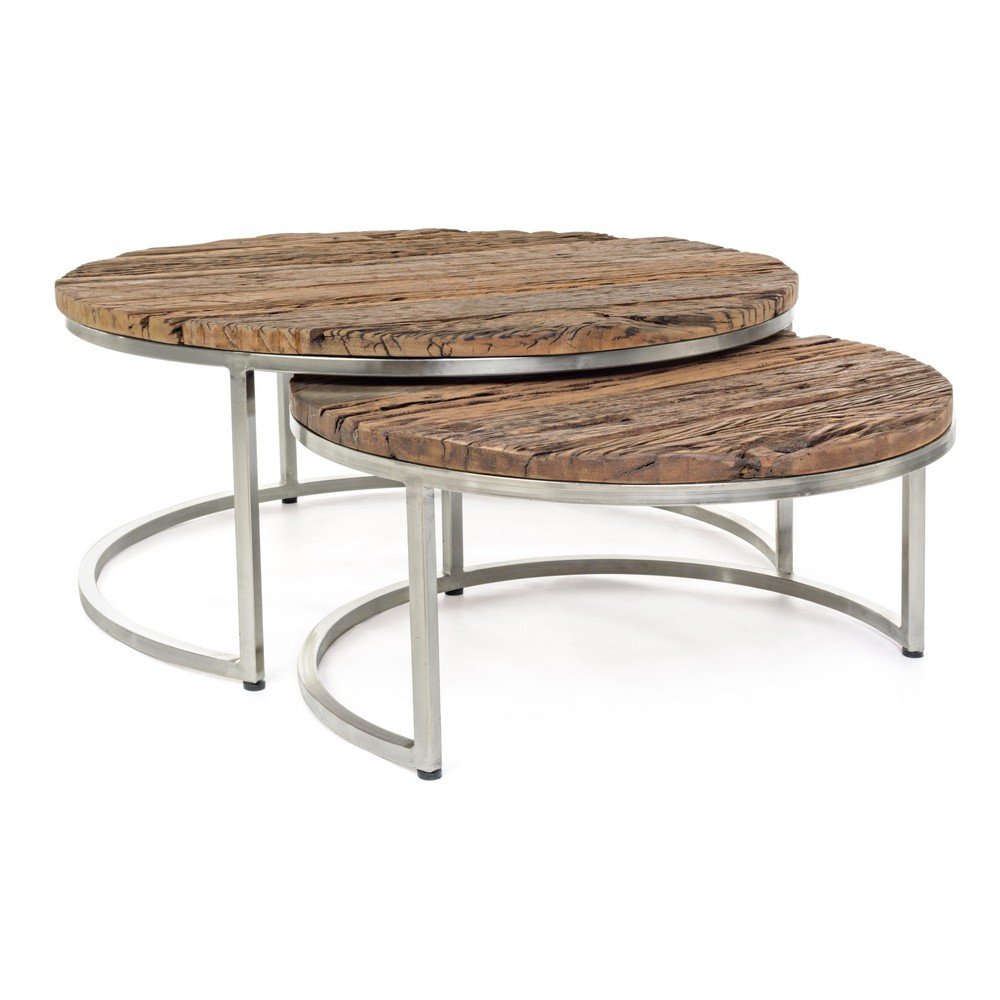 Tavolini Bassi Legno Marrone Industriale da Interno - ELLIOTT