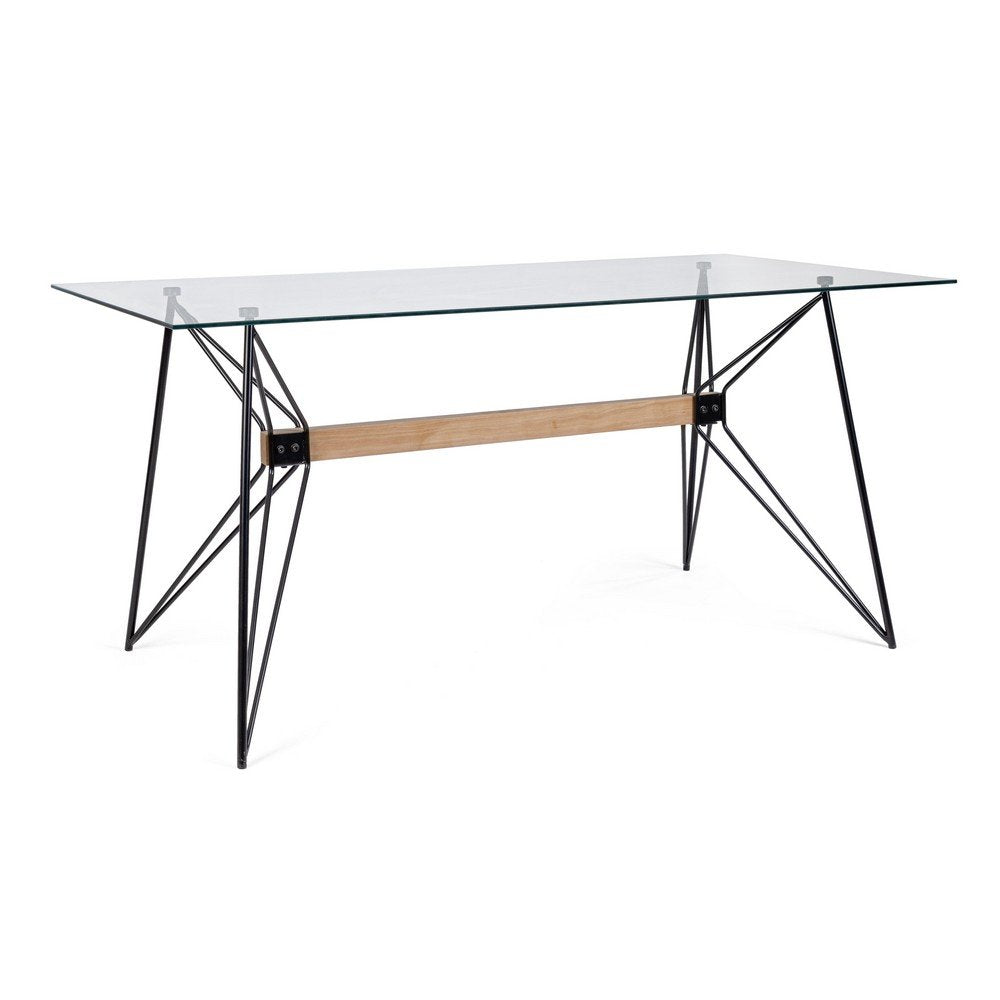 Tavolo Vetro Nero Industriale da Interno 160x80 cm - ELIAN