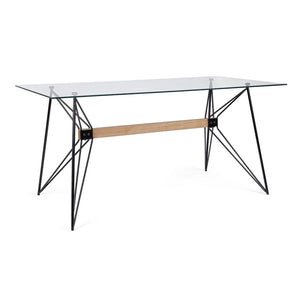 Tavolo Vetro Nero Industriale da Interno 160x80 cm - ELIAN