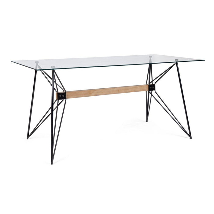 Tavolo Vetro Nero Industriale da Interno 160x80 cm - ELIAN