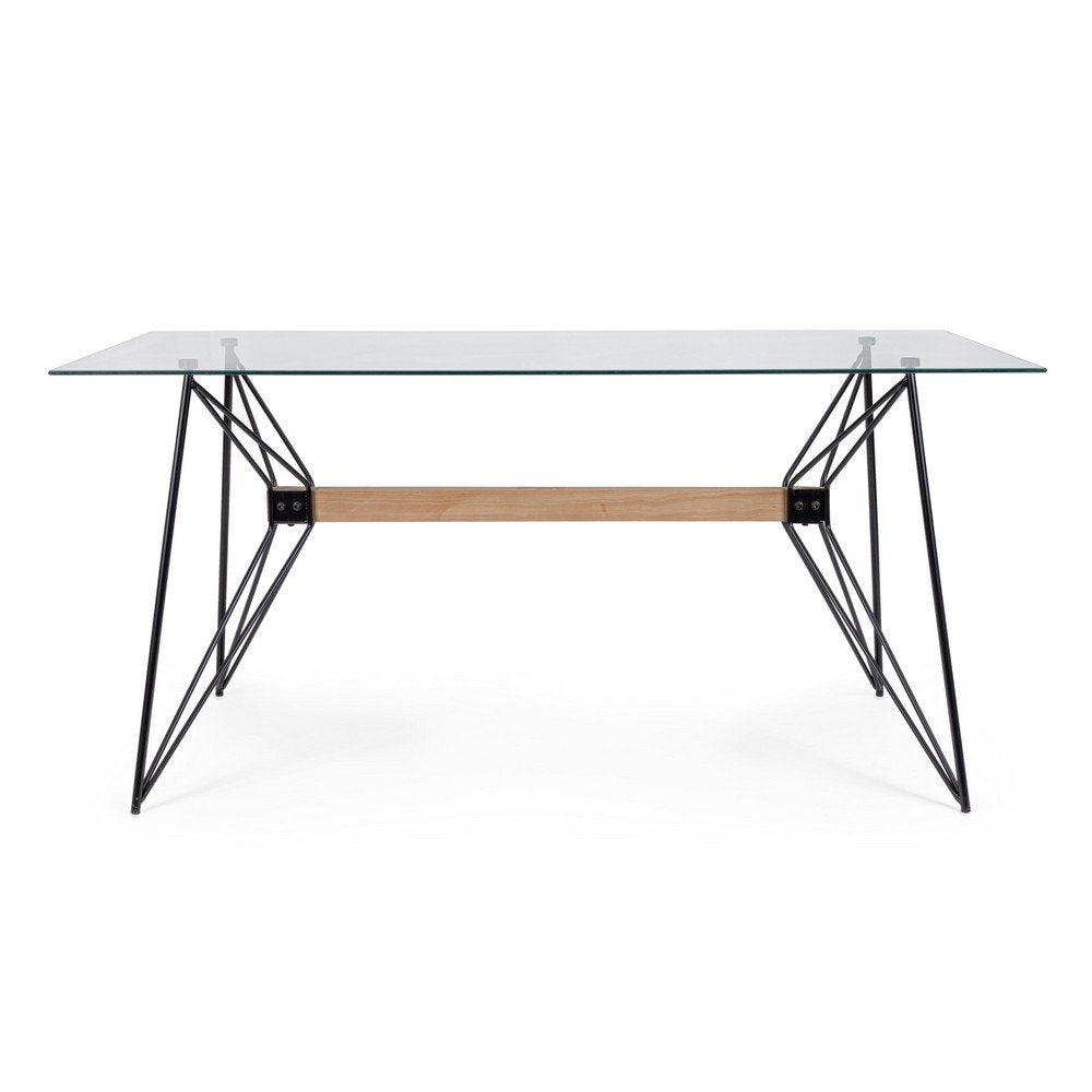 Tavolo Vetro Nero Industriale da Interno 160x80 cm - ELIAN