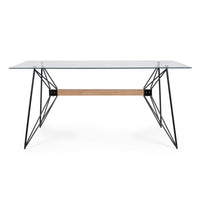 Tavolo Vetro Nero Industriale da Interno 160x80 cm - ELIAN