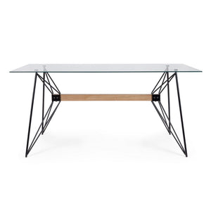 Tavolo Vetro Nero Industriale da Interno 160x80 cm - ELIAN