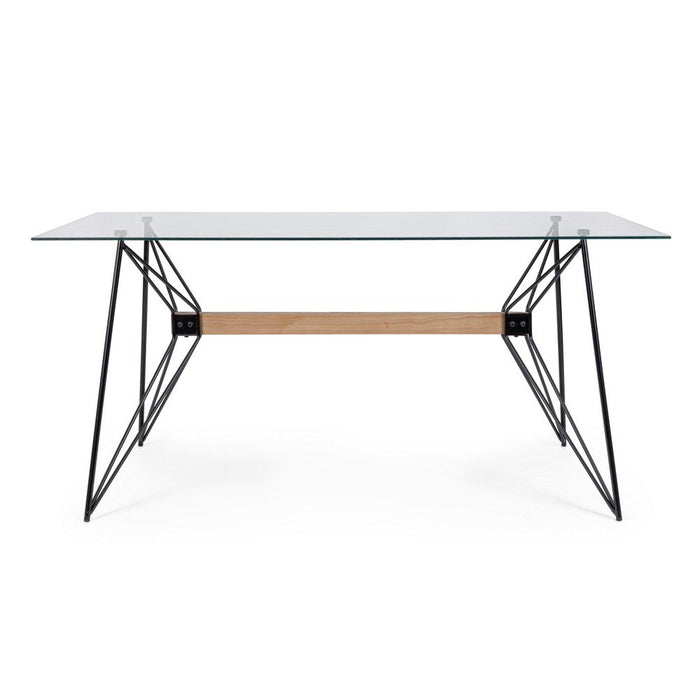 Tavolo Vetro Nero Industriale da Interno 160x80 cm - ELIAN