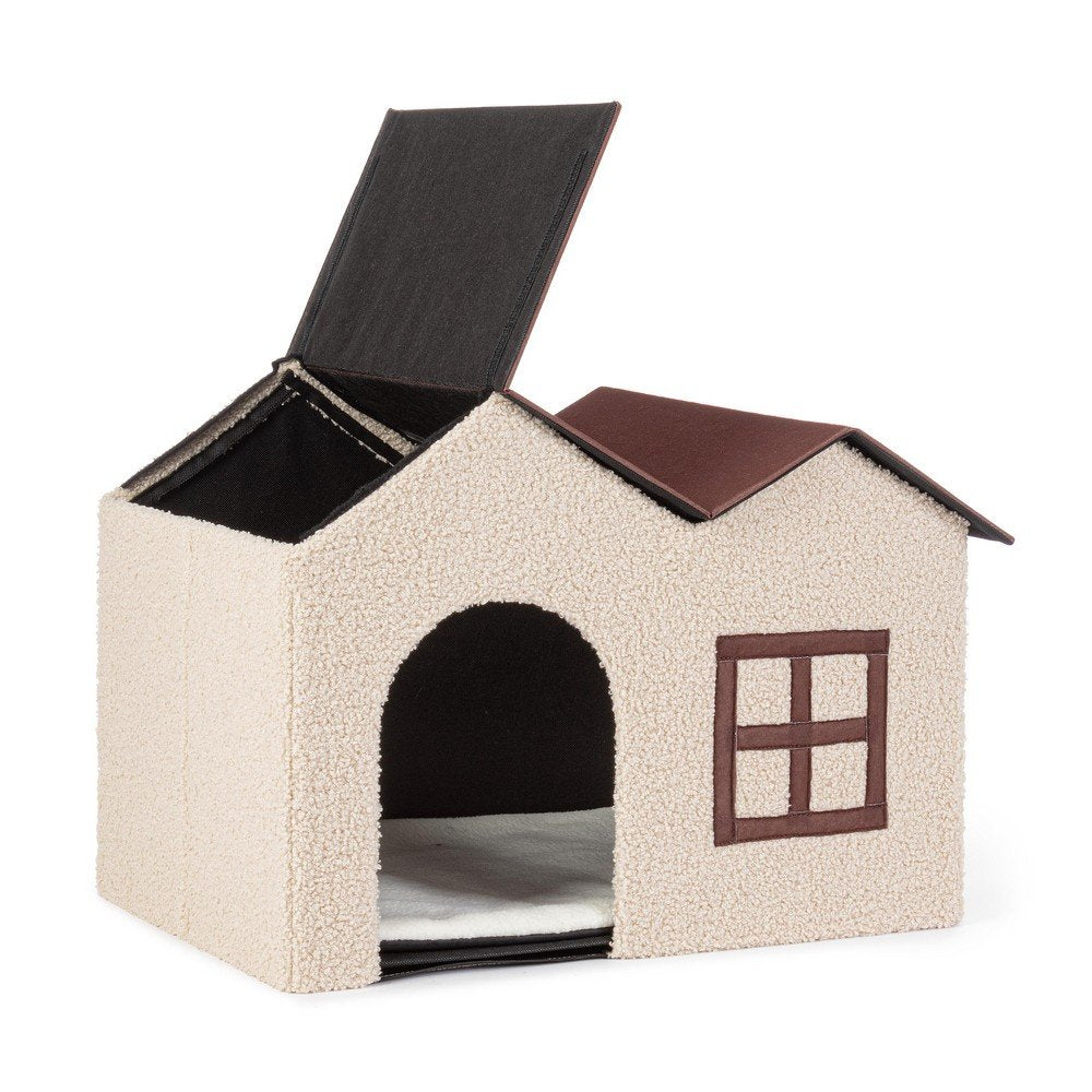 Set 4 Cucce Casetta Pvc Beige da Interno H40 cm - ELEGANT