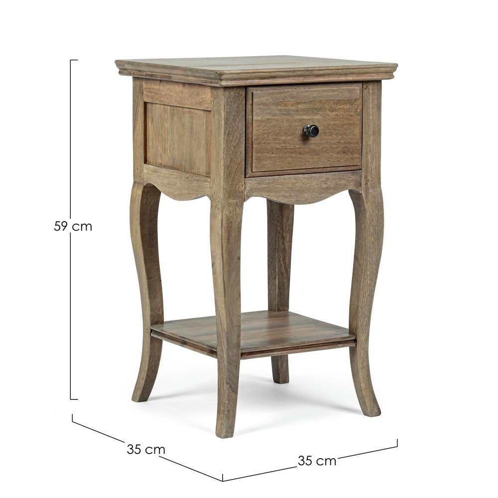 Comodino Legno Marrone Rustico da Interno - DOMINIQUE