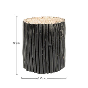 Tavolino in Teak Nero Stile Rustico da Interno - DANTE