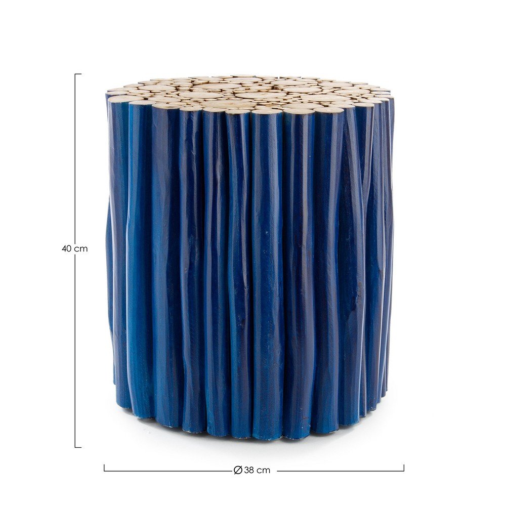 Tavolino in Teak Blu Moderno da Interno - DANTE