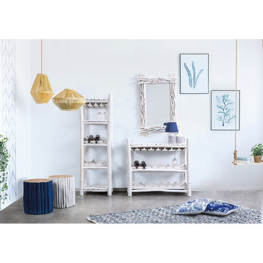 Tavolino in Teak Blu Moderno da Interno - DANTE