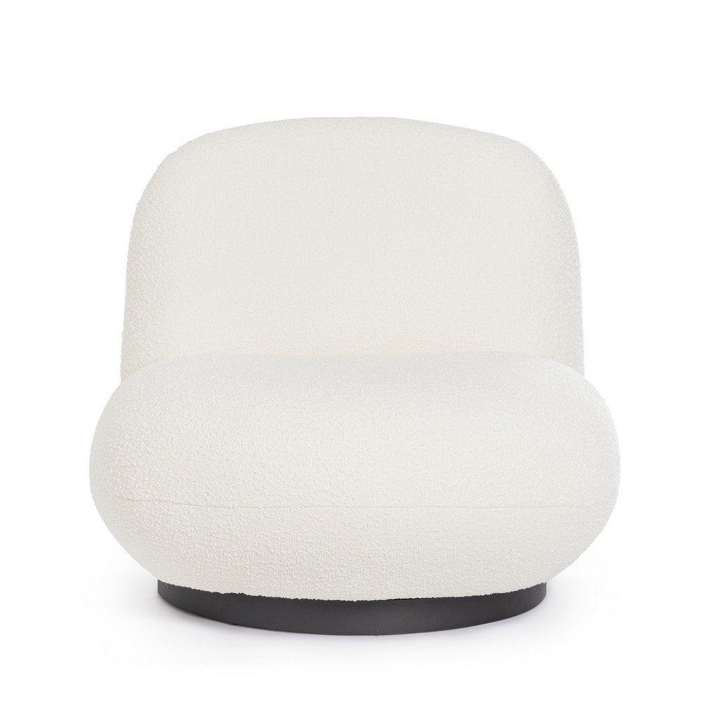 Poltrona Girevole Bouclé Bianco Moderna da Interni - DANIEL