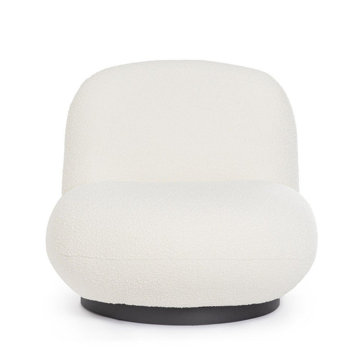 Poltrona Girevole Bouclé Bianco Moderna da Interni - DANIEL