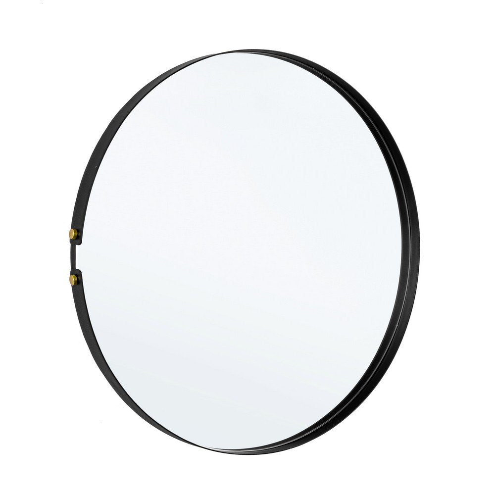 Specchio Tondo Acciaio Nero Moderno da Parete 66 cm - DAMON