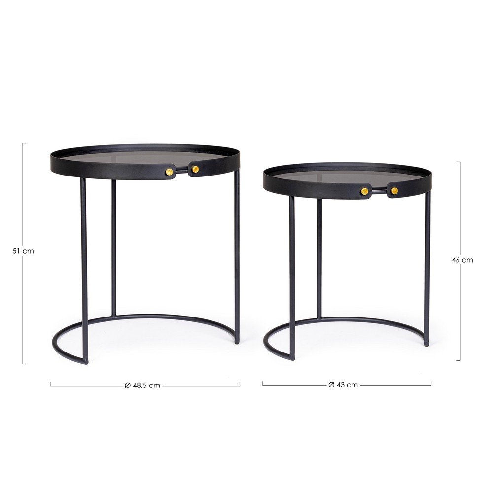 Tavolini Vetro Nero Moderni da Interno - DAMON