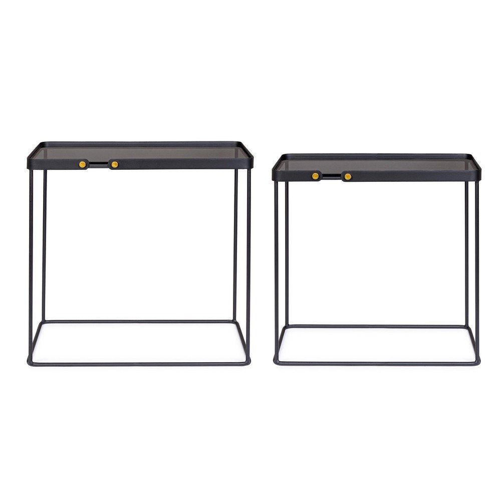 Tavolini Rettangolari Vetro Nero Moderni da Interno - DAMON