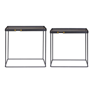 Tavolini Rettangolari Vetro Nero Moderni da Interno - DAMON