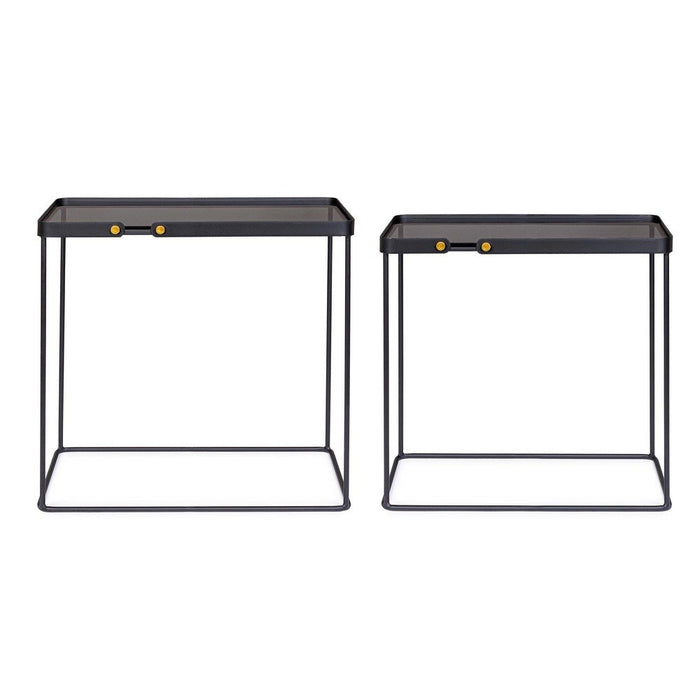 Tavolini Rettangolari Vetro Nero Moderni da Interno - DAMON