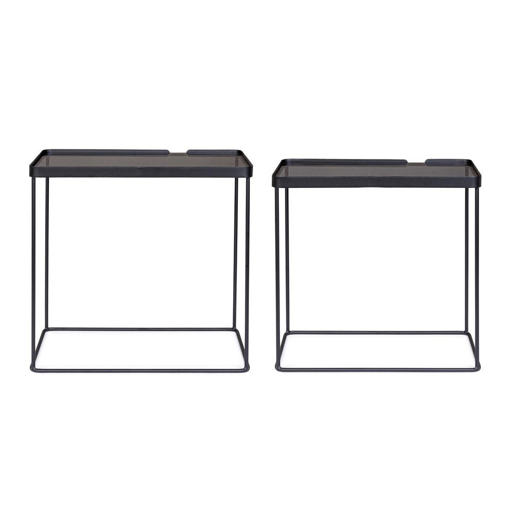 Tavolini Rettangolari Vetro Nero Moderni da Interno - DAMON