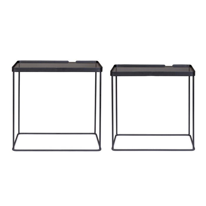 Tavolini Rettangolari Vetro Nero Moderni da Interno - DAMON