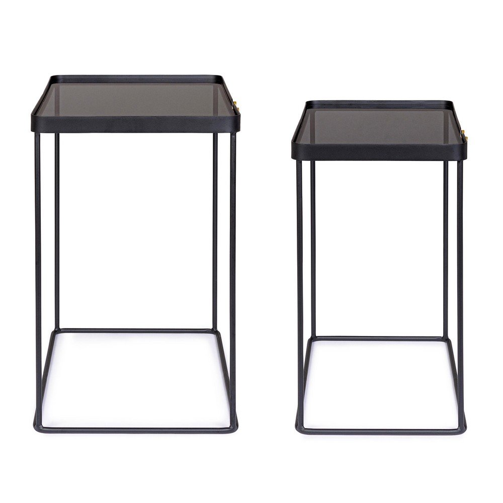 Tavolini Rettangolari Vetro Nero Moderni da Interno - DAMON