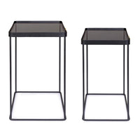 Tavolini Rettangolari Vetro Nero Moderni da Interno - DAMON