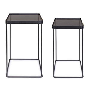 Tavolini Rettangolari Vetro Nero Moderni da Interno - DAMON