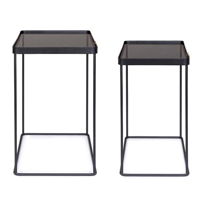 Tavolini Rettangolari Vetro Nero Moderni da Interno - DAMON