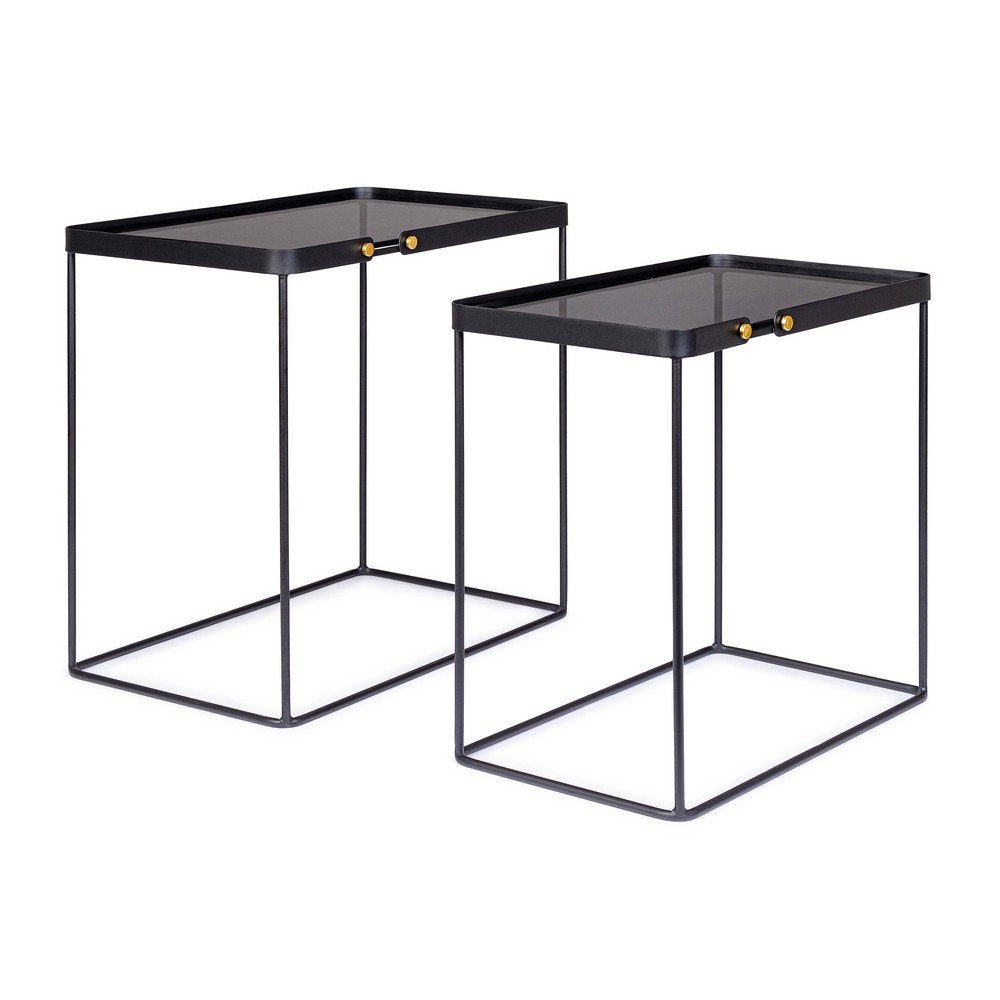 Tavolini Rettangolari Vetro Nero Moderni da Interno - DAMON