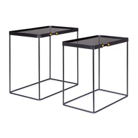 Tavolini Rettangolari Vetro Nero Moderni da Interno - DAMON