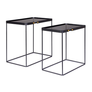 Tavolini Rettangolari Vetro Nero Moderni da Interno - DAMON