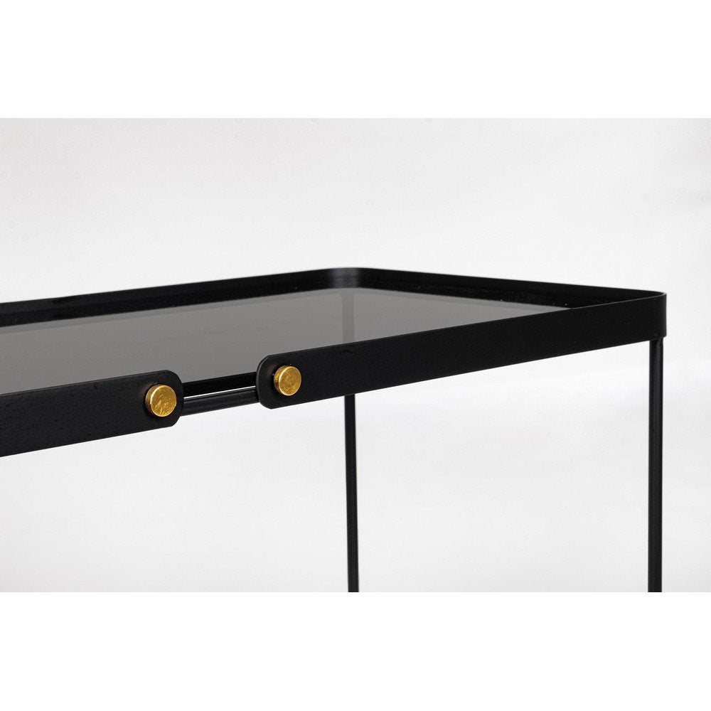 Tavolini Rettangolari Vetro Nero Moderni da Interno - DAMON