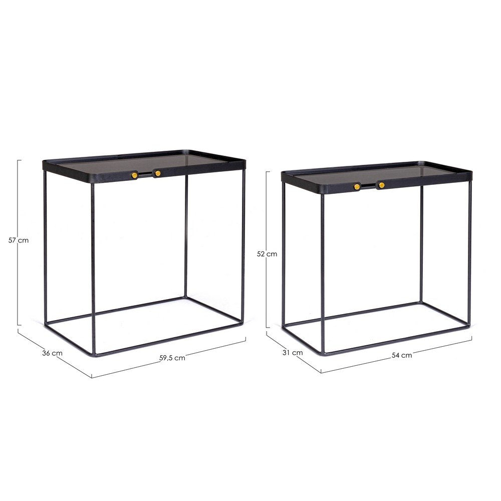 Tavolini Rettangolari Vetro Nero Moderni da Interno - DAMON