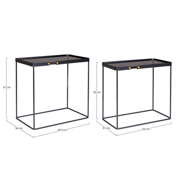 Tavolini Rettangolari Vetro Nero Moderni da Interno - DAMON
