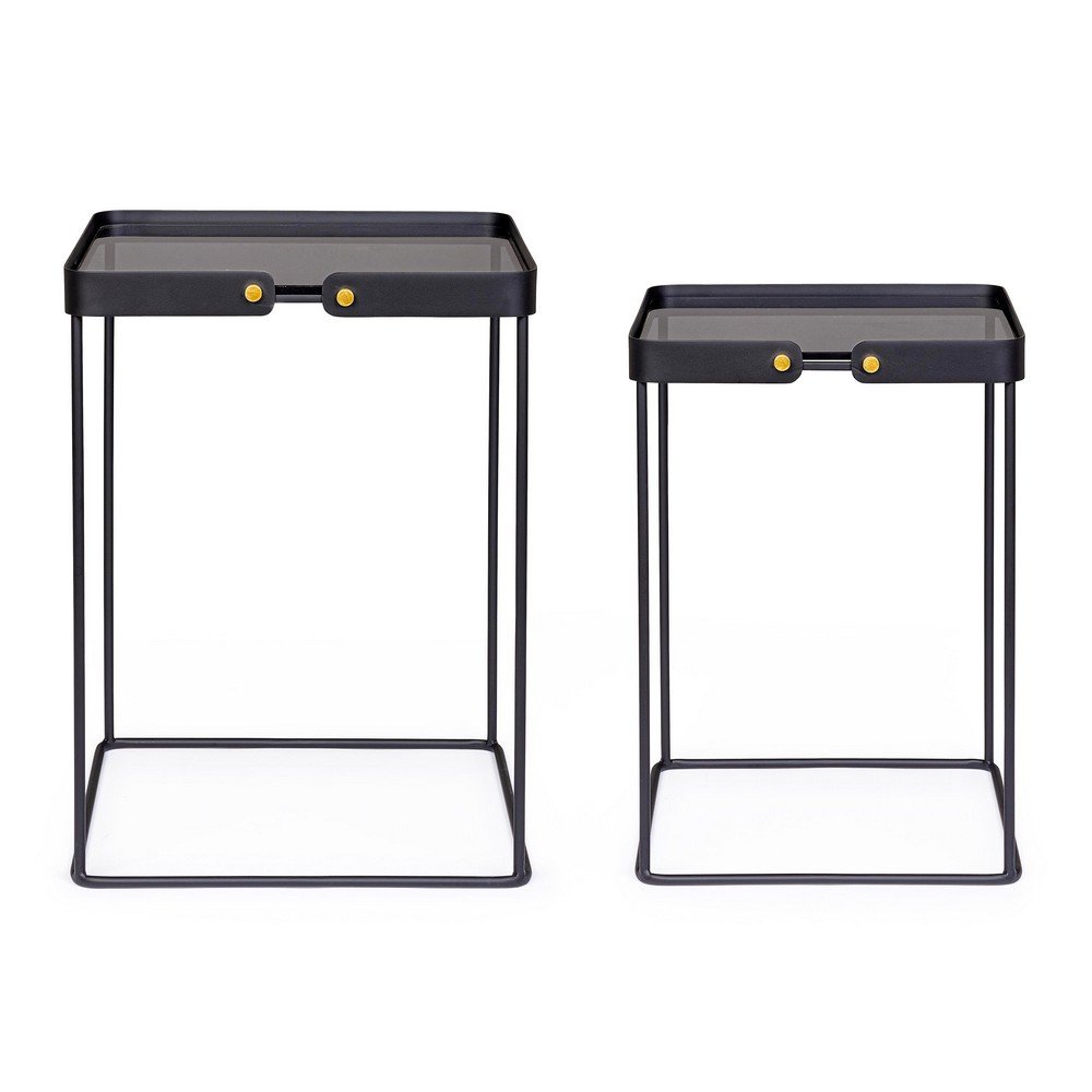 Tavolini in Vetro Nero Stile Moderno da Interno - DAMON