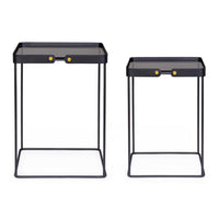 Tavolini in Vetro Nero Stile Moderno da Interno - DAMON