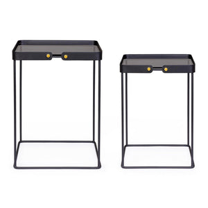 Tavolini in Vetro Nero Stile Moderno da Interno - DAMON