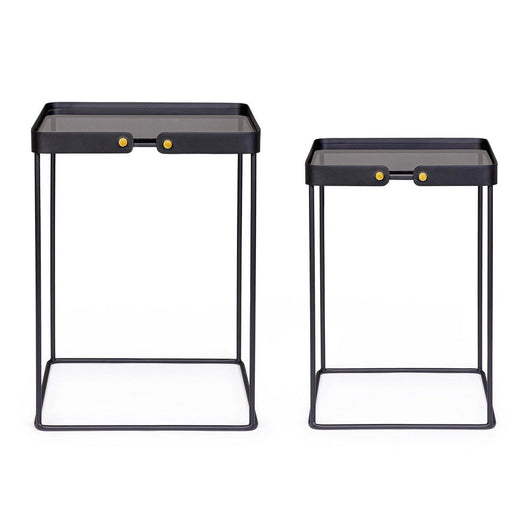 Tavolini in Vetro Nero Stile Moderno da Interno - DAMON